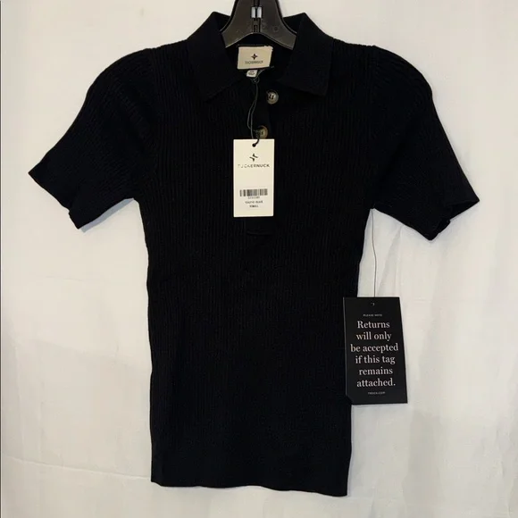 Black Olivia Rib Knit Polo